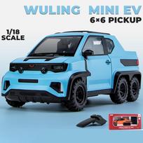 1/18 mastelio WULING MINI EV 6X6 liejimo automobilio modelio žaislas, patraukiama atgal žaislinė transporto priemonė su garsu ir šviesa, skirta vaikams, mažiems berniukams, mergaitėms, dovanų kolekcija 1/18-19x8x8cm mėlyna