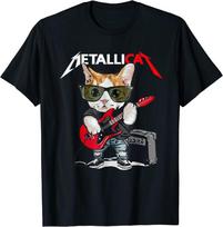 Metallicat Linksmas Katės Roko 90-ųjų Miau Muzikos Draugų Komanda Unisex Marškinėliai S