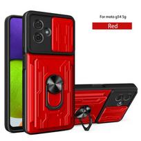 Dėklas Motorola G54 5G su žiedu-laikikliu, šarvuotas, atsparus smūgiams, padalintas galinis dangtelis su kortelių skyriumi, skirtas Moto G54 5G, slankiojantis objektyvo apsaugos telefono dangtelis For Moto G54 5G