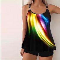 Moteriški maudymosi kostiumėliai Tankini 2 dalių maudymosi kostiumėlis Apakinti spalvų atostogų maudymosi kostiumėliai 5XL juoda