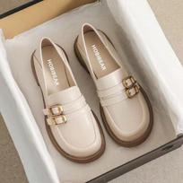 Laisvalaikio platformos loaferiai moterims Slip-On Chunky Heel Penny Loafers Moteriški patogūs mokasininiai batai Verslo batai Apvaliu pirštu Dressy Batai 35 balta
