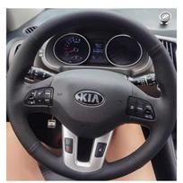 Skirtas Kia Sportage 3 2011-2014 Kia ​​Ceed Cee'd 2010-2012 rankiniu būdu siuvamas automobilio vairo dangtelis Blue Thread