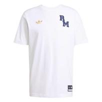 Adidas Originals Vrct FW24 Real Madrid Megztinis su apvalia apykakle Patogūs trumpomis rankovėmis Marškinėliai Vyriški Viršutiniai drabužiai Balti JL6116 L