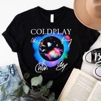 Karštai parduodami „Coldplay“ grupės marškinėliai Medvilniniai Juodi Visų Dydžių T-shirt S