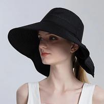 Vasaros kepurės nuo saulės moterims UV Hat Moterys su kaklo apsauga Beach Panama Kepurė nuo saulės juoda