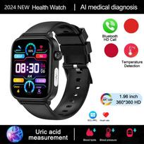 2024 m. naujas EKG+PPG šlapimo rūgšties neinvazinis išmanusis laikrodis vyrams Bluetooth skambutis Širdies ritmo kraujospūdžio išmanusis laikrodis moterims Silicone strap juoda