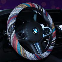 Naujas etninis lininis vairo užvalkalas – madingas, suasmenintas automobilio aksesuaras 38 cm modelis d spalva
