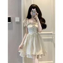 Women's New Style Pure and High-end Waist-hugging Jacquard Fairy Puffy Skirt S smėlis