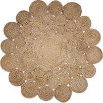 Džiuto rankų darbo kilimas apvalus natūralus kilimas bet kokiai erdvei kaimiškas dekoras bet kuriai erdvei 60cm x 60cm (2x2 feet) smėlis