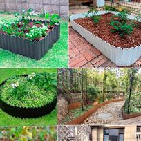 Plastikinė sodo tvora: Atraminė siena, gėlynas ir medžio apvadas 22cm Height [10 pieces, 2m Length] juoda