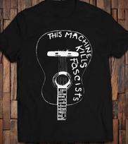 „Ši mašina žudo fašistus“ ant Woody Guthrie gitaros marškinėlių 4XL
