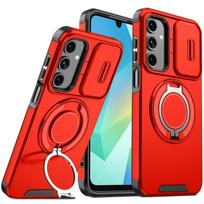 For Samsung Galaxy A56 5G Case Luxury Armor Shockproof Phone Case For Galaxy A56 A 56 GalaxyA56 Car Magnetic Ring Holder Cover For Samsung A56 raudona