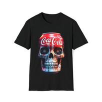 Unisex švelni medvilninė marškinėliai. Coca Cola kaukolės skardinė 2XL