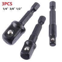3pc Socket Set Impact Socket Adapter Converter 1/4 3/8 1/2Inch Nut Driver Sockets Hex Shank Extension Hand Tools Set Repair Tool China Mainland
