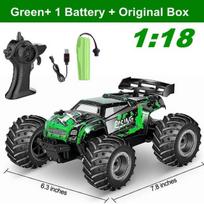 Nuotolinio valdymo RC automobiliai berniukams 25 km/h greitas automobilis suaugusiems RTR 2WD visureigis Monster Truck su LED lemputėmis Radijas žaislai Dovanos vaikams 1 battery žalia