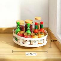 Rotacinė prieskonių lentynėlė Daugiafunkcinis anglies plieno skonio laikymo padėklas, apvalus prieskonių prieskonių dėklas virtuvei 1 Layer-Round balta