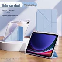 Samsung Galaxy Tab S9 apsauginis dėklas: 3+ m. Sulankstomas, Skaidrus akrilas, Pilnas padengimas S7 11-inch ledo mėlyna spalva