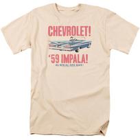 Chevrolet 59 Impala Vyriški marškinėliai Kreminiai Oficialiai licencijuoti M