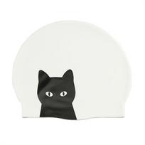 Ilgi plaukai Elastingas Animacinis katė Silikoninė Stora Nardymo kepurė Baseino kepurė Plaukimo kepurė Plaukimo kepurė black cat