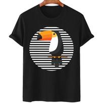 Atogrąžų tukanu marginti juodos medvilnės viršutiniai megzti marškinėliai plius dydžio unisex ištisus metus laisvalaikio marškinėliai 2XL juoda