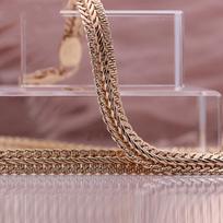 Rožinio aukso spalvos itališkas rankų darbo karoliai Unisex ilga grandinėlė 19cm