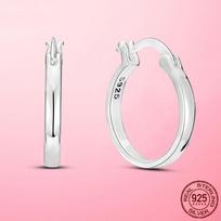 925 Silver Hoop Earrings For Women Sparkling Pave CZ U Shape Star Moon Feather Big Circle Luxury Engagement Wedding Earring