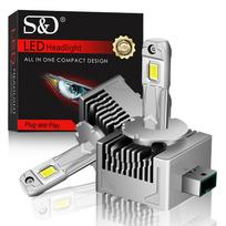 2 vnt. 60000Lm D1S D3S LED priekinių žibintų lemputės D2S D4S D8S D1R D2R D3R D4R D8R Turbo LED 30SMD CSP lemputės automobilio lempai Canbus 100W 6500K priekinis žibintas D8S/D8R