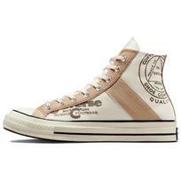 Converse Chuck 70 Leather Overlay High Egret Champagne Tan Unisex Sneakers Cream Black A07122C 35