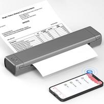 Nešiojamas buitinis A4 formato popierinis terminis spausdintuvas per  Bluetooth  prijungiamas prie kompiuterio / telefono A4 mobilusis dokumentų spausdintuvas + 200 vnt spausdinimo popierius A4 version-210mm pilka