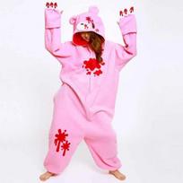 Niūrūs Cosplay kostiumai Bear Fleece Anime Onesies pižamos suaugusiųjų vientisa pižama miegui XL rožinė
