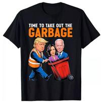 100% medvilnės UNISEX MARŠKINĖLIAI VYRIŠKI MOTERIŠKI Juokingas trump šiukšliavežis humoras rinkimai 2024 marškinėliai Biden T-shirt L juoda