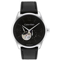 Calvin Klein Automatinis Mechaninis Laikrodis Odinis Dirželis Juodas Ciferblatas Vyriški laikrodžiai 25200388 Black