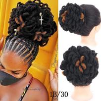 Sintetinė „DreadLock“ plaukų juosta „Faux Locs“ Afro Chignon surišama virvelė, surišama į uodegą, skirta dirbtiniams plaukams juodoms moterims 1PC