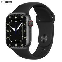 „YurKem IWO Series 7“ „Bluetooth Call“ išmanusis laikrodis, 2 colių, vandeniui atsparus širdies ritmo dažnis, vyrų, moterų, sportinio kūno rengybos išmanusis laikrodis juoda