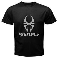 Soulfly logotipas Metalinis Roko Grupės Juodi Unisex Marškinėliai S