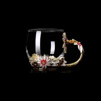 Emalio gėlių arbatos puodelių lėkščių rinkinys Elegantiškas gėlių arbatos puodelių rinkinys Išgalvotas stiklinis kavos puodeliai Mamos dovana Short Cup