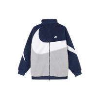 Nike Sportswear Swoosh Madingas Patogus Minkštas Dvipusis Apykaklės Vilnos Striukė Vyriškos striukės Tamsiai Mėlyna Balta Komandinė Mėlyna-Pilka BQ6546-411 L white
