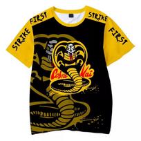 Cobra Kai stiliaus 3D spausdinti vyriški marškinėliai trumpomis rankovėmis, kasdieniai, sportiniai, apvalia iškirpte, greitai džiūstantys, patogūs, kvėpuojantys S