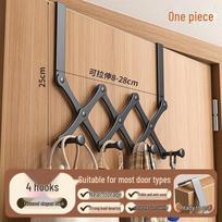 Retractable No-Punch Over-the-Door Coat Hook and Clothes Rack