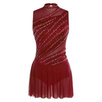 Moterų gimnastikos lotynų šokių dailiojo čiuožimo baleto triko kostiumas be rankovių su cirkonio detalėmis Bodysuit Tango Chacha pasirodymų šokių drabužiai S karališkos mėlynos spalvos