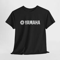 Juodi „Yamaha“ marškinėliai – Unisex motociklų lenktynių marškinėliai vyrams ar moterims S