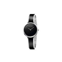 Calvin Klein Ck Kvarcinis laikrodis Kvarcinis mechanizmas Plieninis dirželis 30 mm Juodas ciferblatas Klasikinis Moteriški laikrodžiai K4E2N111 Black/Silver