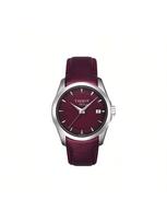 Tissot Couto serijos madingas moteriškas kvarcinis laikrodis, pagamintas Šveicarijoje, 32 mm raudonas ciferblatas, nerūdijančio plieno korpusas, originalus T035.210.16.371.00 raudona