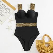 Sexy Push Up One Piece maudymosi kostiumėlis moterims aukštu juosmeniu, plonu apatiniu trikotažu, bodžiukas maudymosi kostiumėlis, 2023 m. vasaros solidus paplūdimio maudymosi kostiumėlis S