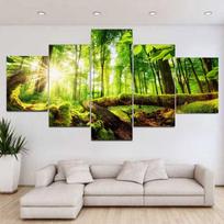 5 vienetai Kraštovaizdis žalias miškas samanų medžio lapai saulės šviesa drobė Tapyba gamta Plakatai ir spaudiniai Sienų menas Namų dekoras Be rėmelio 20x35cm*2  20x45cm*2  20x55cm*1
