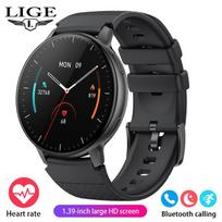 LIGE 2023 naujas išmanusis laikrodis lauko sporto fitneso apyrankė Bluetooth skambučių sveikatos valdymo išmanioji apyrankė, skirta Android IOS Silicone strap juoda