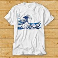 230 g/m² 100% medvilnė Didžioji bangos prie Kanagavos banga T-shirt Ramen Viktorijos meno galerija Retro Juokinga dovana Tee 2229 XXS balta