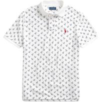 Polo Ralph Lauren Mažas arkliuko logotipas Siuvinėtas jūrinio stiliaus printas Trumpomis rankovėmis Polo marškinėliai Vyriški viršutiniai drabužiai 710790618-001 XS