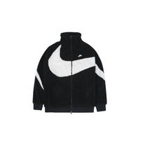 Nike Big Swoosh dvipusis pliušinis striukė Juoda Balta EU XL juoda