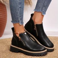 Batai Moteriški 2025 Prekės ženklo Šoninis Užtrauktukas Moteriški Batai Madingi Apvalus Pirštas Biurui ir Karjerai Nauji Didelio Dydžio Geriausiai Pardodami Ankle Boots 36 juoda